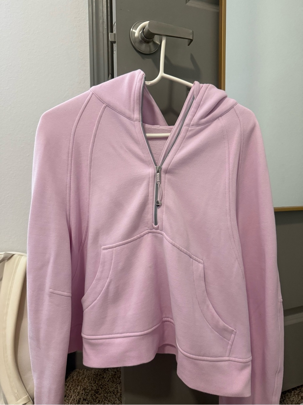 Light Pink Half-Zip Hoodie Sweatshirt